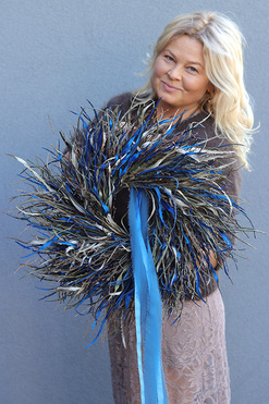 OD RĘKI Blue Autumn, dekoracyjny wianek z suszonych roślin, śr.45cm