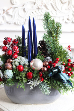 Nevilla, adwentowy stroik ze świecami LED, wym.43x48cm