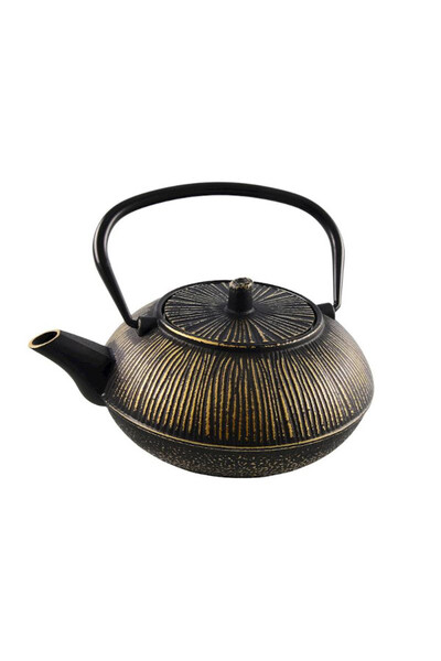 Awaji Gold żeliwny imbryk do herbaty czarny ze złotymi elementami