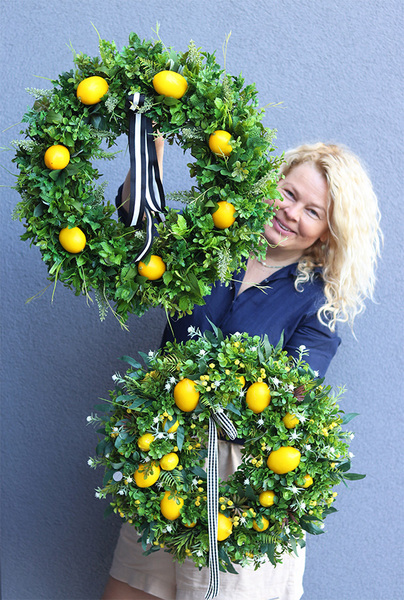 Citrones 4, zielony wianek na drzwi z owocami