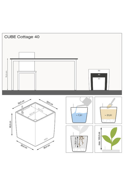 Cube Cottage, doniczka z nawadnianiem 40 lechuza tendom.pl