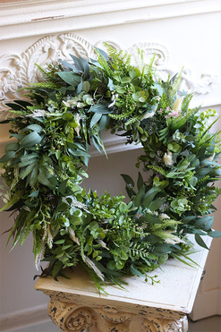 Boho Gretra New, zielony wianek z eukaliptusem, śr.50cm