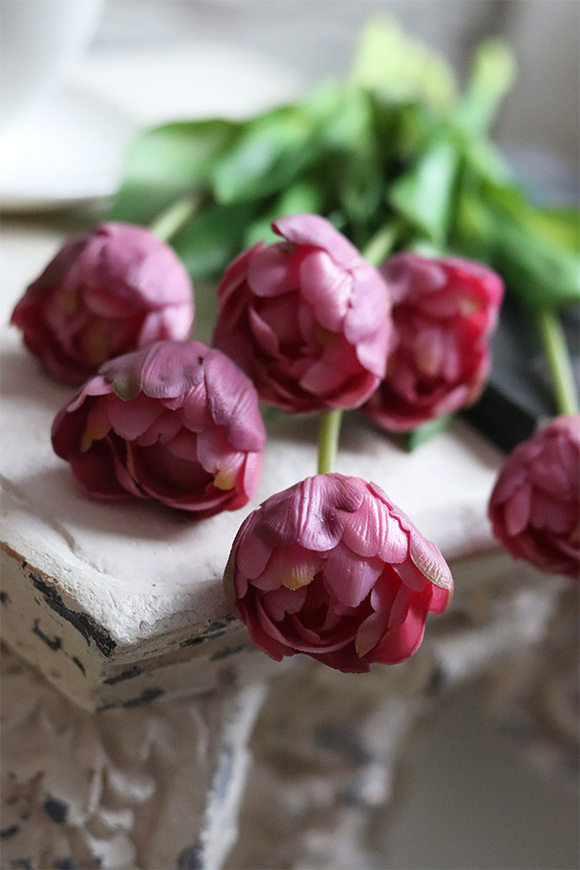 bukiet tulipanów silikonowych, Maggio Violet, 6szt. dł.46cm