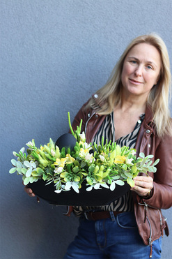 Black&Yellow Laos, stroik wielkanocny w łódce, wym.27x62cm