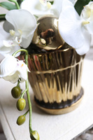 Dekoria Luxy, kompozycja ze storczykiem w złotej donicy, wym.25x30cm 