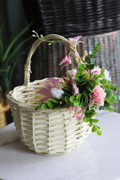 dekorowany koszyczek wielkanocny, Cremini, wys.26cm 