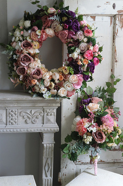 Gertruda Rose, komplet dekoracji nagrobnych, wieniec + bukiet