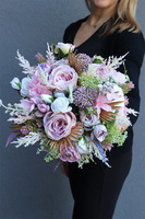 liliowy welurowy flowerbox, Violesa, wym.30x26cm 