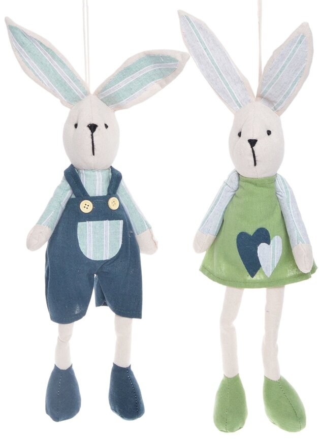 lalka / zawieszka, Zajączek Happy A(niebieski), wys.45cm