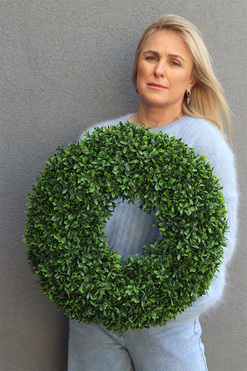 OD RĘKI Bukszpanowy Deluxe, zielony wianek na drzwi, śr.46cm