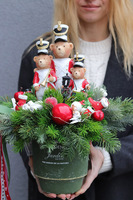 Misie Jardin, stroik świąteczny z figurkami, wym.40x36cm