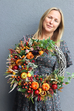 Jesienna Melona, jesienny wianek z dyniami, śr.45cm