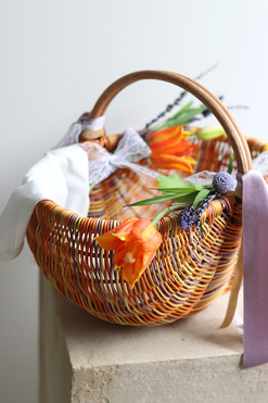 OD RĘKI Tulippe, dekorowany koszyczek wielkanocny XXL, wys.30cm