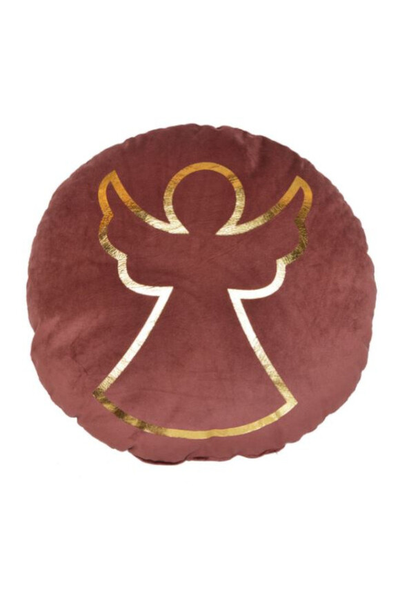 Christmas Angel, poduszka dekoracyjna, róż, okrągła, wym.35cm