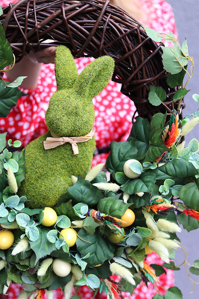 Zajączek w Mchu, wielkanocny wianek na drzwi