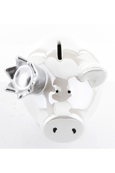 Princess White, świnka skarbonka w koronie, biała