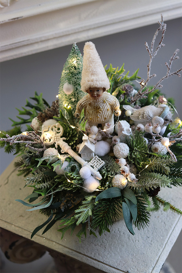 Ferie Świąteczne 2 LED, świąteczny stroik