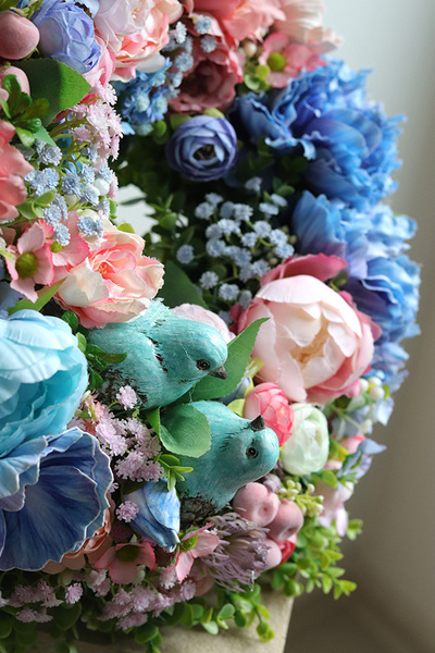 Dwa Ptaszki, wianek dekoracyjny na drzwi