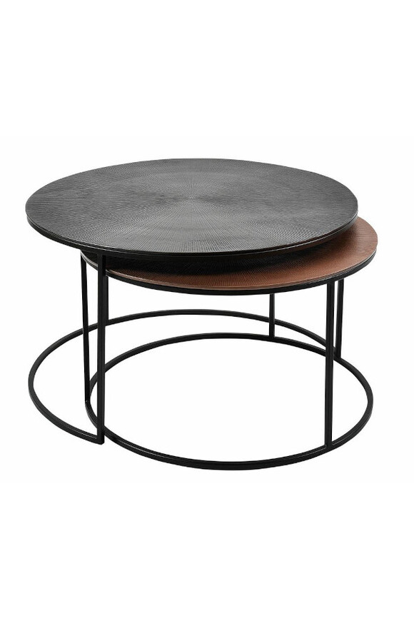 Rustic, nowoczesny stolik kawowy, kpl.2 szt., wym. 75x75x44/65x65x36cm