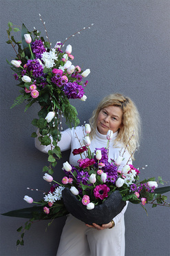 Amira Volcan Fiolet, komplet dekoracji nagrobnych, kompozycja + bukiet