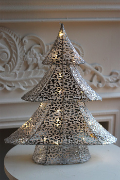 Silver Glamm C, figurka choinka LED, wym.40x33x8cm