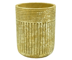 Boho, osłonka doniczka w prążki, żółta, wym.18x22cm 