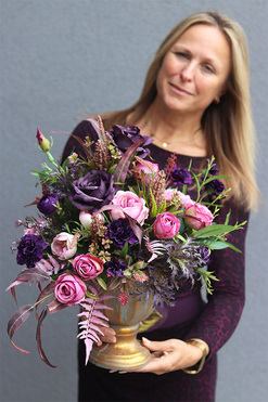 kompozycja kwiatowa Malinova Aubergina, wys.45cm 