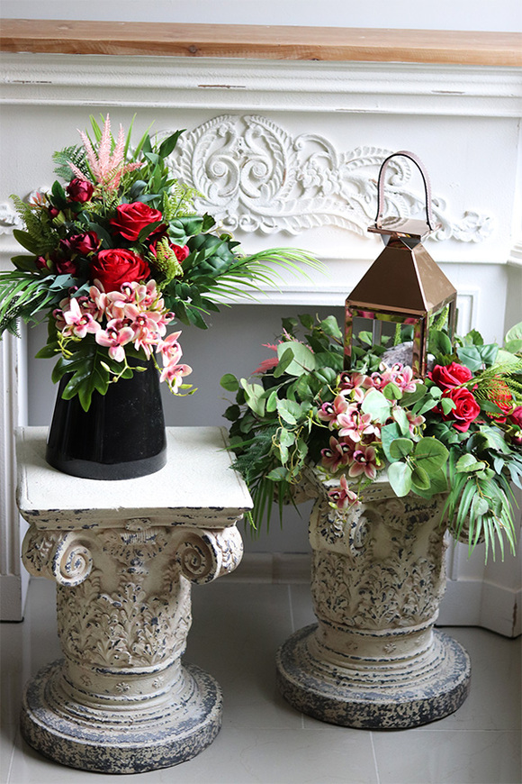 Angelo Garden Bordo 3, lampion nagrobny z kwiatami