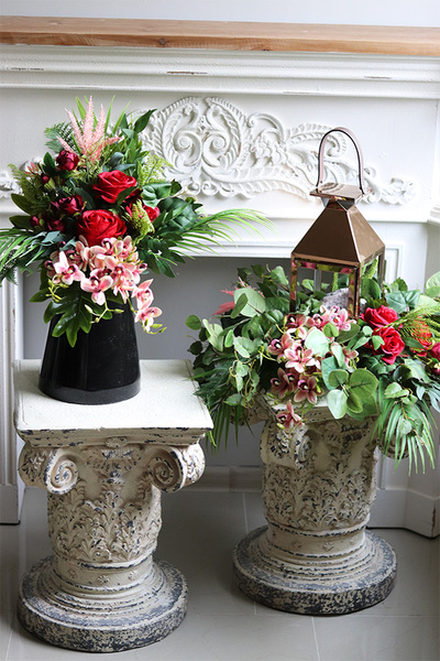 Angelo Garden Bordo 3, lampion nagrobny z kwiatami