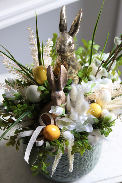 dekoracja wielkanocna w zielonej donicy Bunny A Star