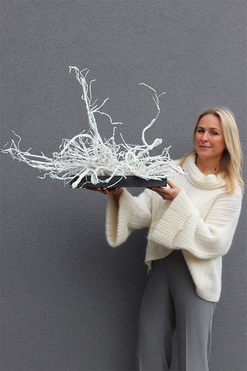 Biała Zima Modern, zimowa kompozycja na stół, wym.53x110x35cm 