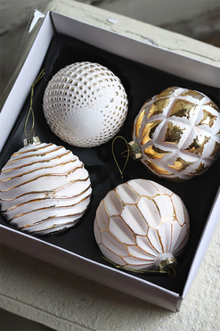 Golden Snow, błyszczące świąteczne bombki, śr.9cm, kpl.4szt