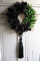 asymetryczny wianek z chwostem, Orchidelia Black, śr.42cm 