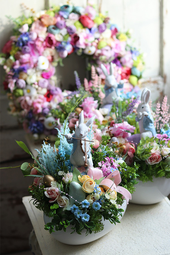 atrakcyjny kwiatowy wianek, Perrasa Olianna, śr.44cm 