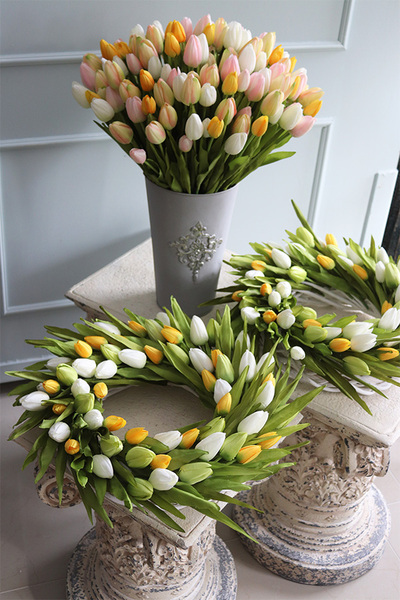 elegancki stroik ze złotym jajem, Witaj Wiosno, śr.40cm   