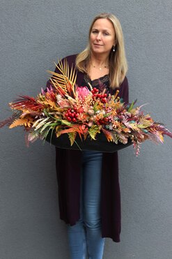jesienna kompozycja kwiatowa, Moko Autumn Extra 2, wym.45x95cm  