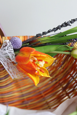 OD RĘKI Tulippe, dekorowany koszyczek wielkanocny XXL, wys.30cm