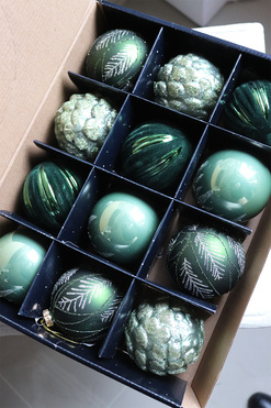 Decoris Green Velvet, świąteczne bombki, śr.8cm, kpl.12szt