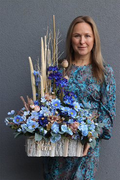 Niebieska Polana 3, dekoracja nagrobna z dedykacją, wys.81cm  