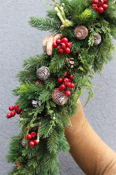 Naturalna Gwiazdka, świąteczna girlanda na kominek