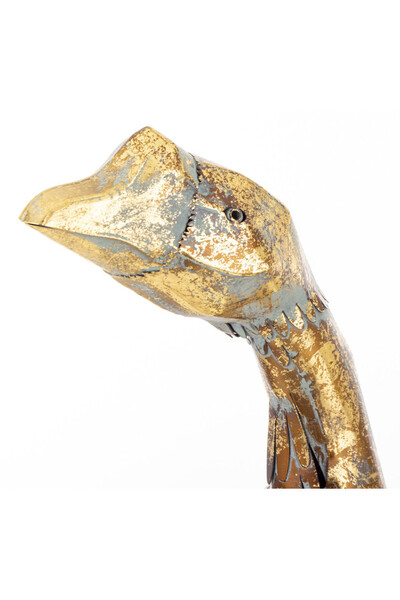 Gęś, figurka ptak w kolorze złotym, wym.62x15x45cm