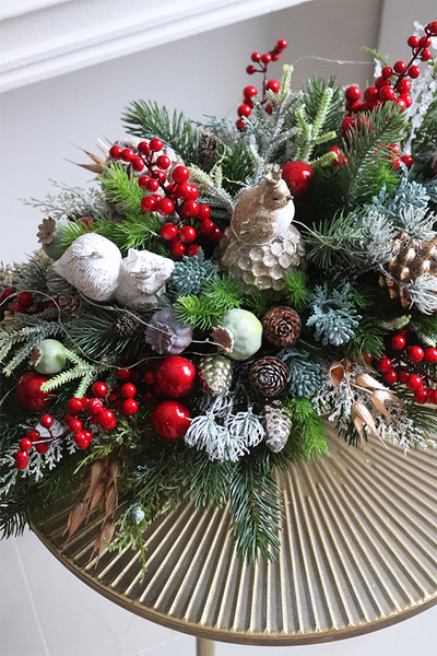 Zimowy Dworek Laos, stroik świąteczny LED