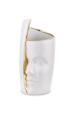 Personal Glamour, ceramiczny wazon z twarzą, biały, wys.29cm