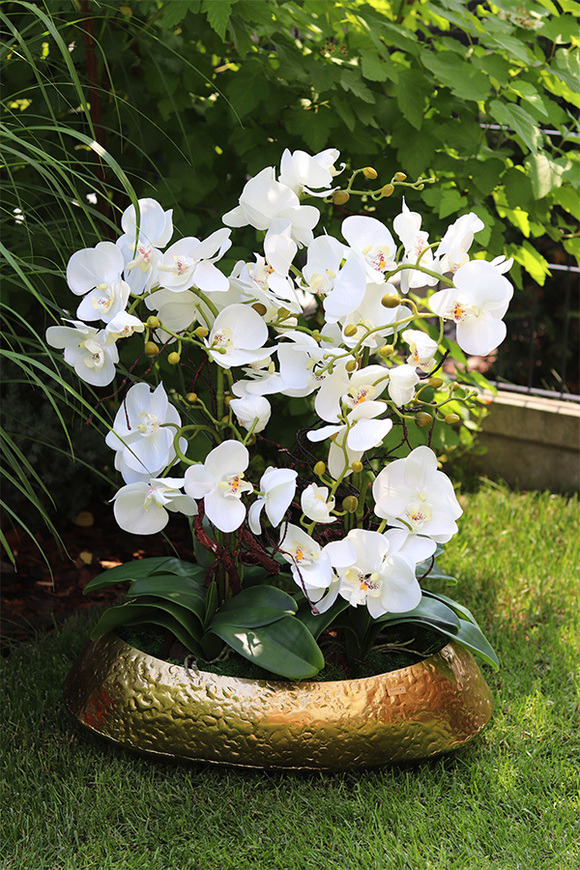 Deluxe Belldani, sztuczny storczyk w złotej donicy, kpl.2szt 