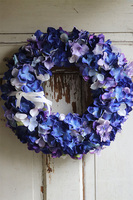 bogaty wianek na drzwi, Niebieska Hortensja, śr.38cm