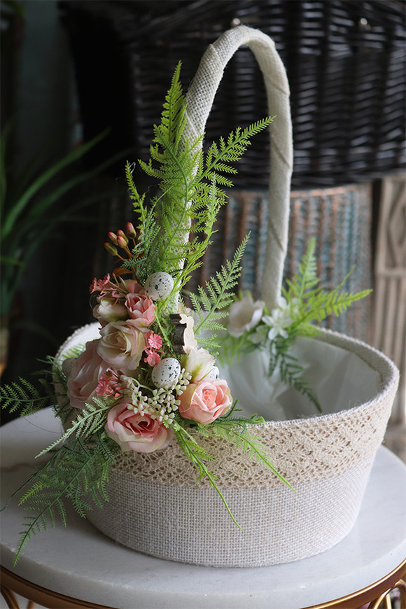 dekorowany koszyczek wielkanocny, Cremiossa, wys.40cm 