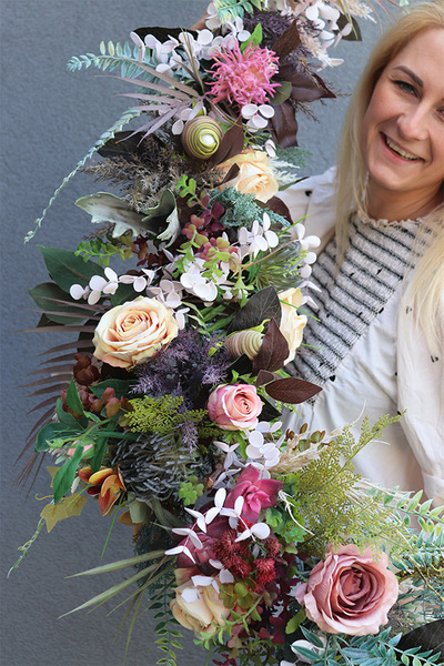 Boho Sahara, stylowa girlanda ze sztucznych kwiatów, dł.210cm