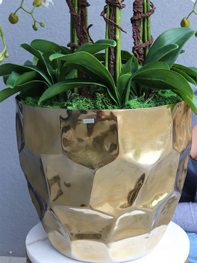 Deluxe Gold, sztuczny storczyk w złotej donicy, wys.111cm
