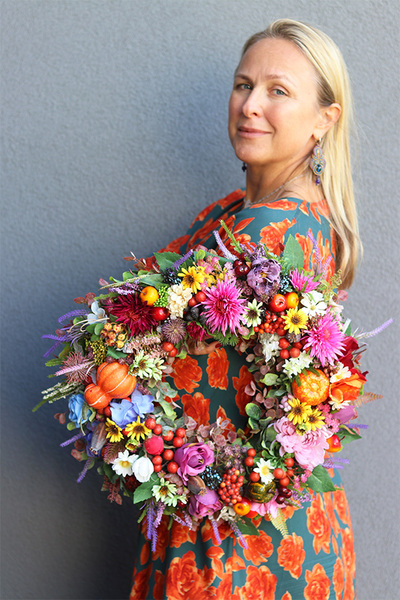 Merua Pumpkins, jesienny wianek z owocami