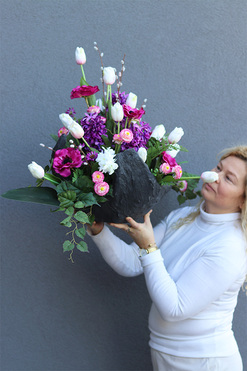 Amira Volcan Fiolet, komplet dekoracji nagrobnych, kompozycja + bukiet